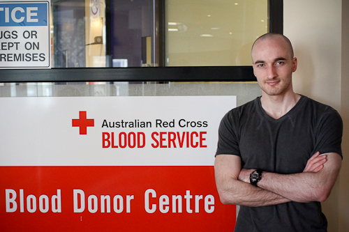 Stuart at the Red Cross donor centre