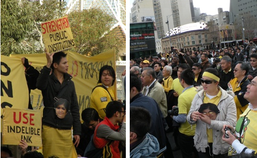 Protesters with Ambiga masks, Bersih 2.0 in Melbourne