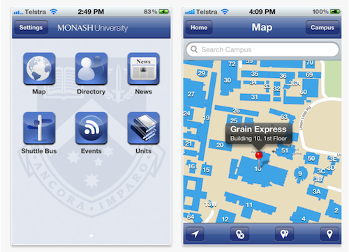Monash University iPhone app